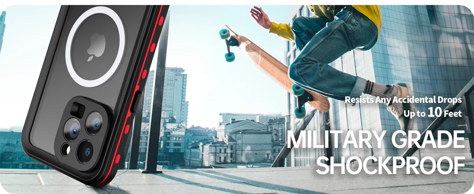 Premium Apple iPhone Case MagSafe Compatible, Camera Lens & Screen Protection, Ultra Thin Shockproof Magnetic Full All Around Protection Cover with IP68 Waterproof Diving Shell