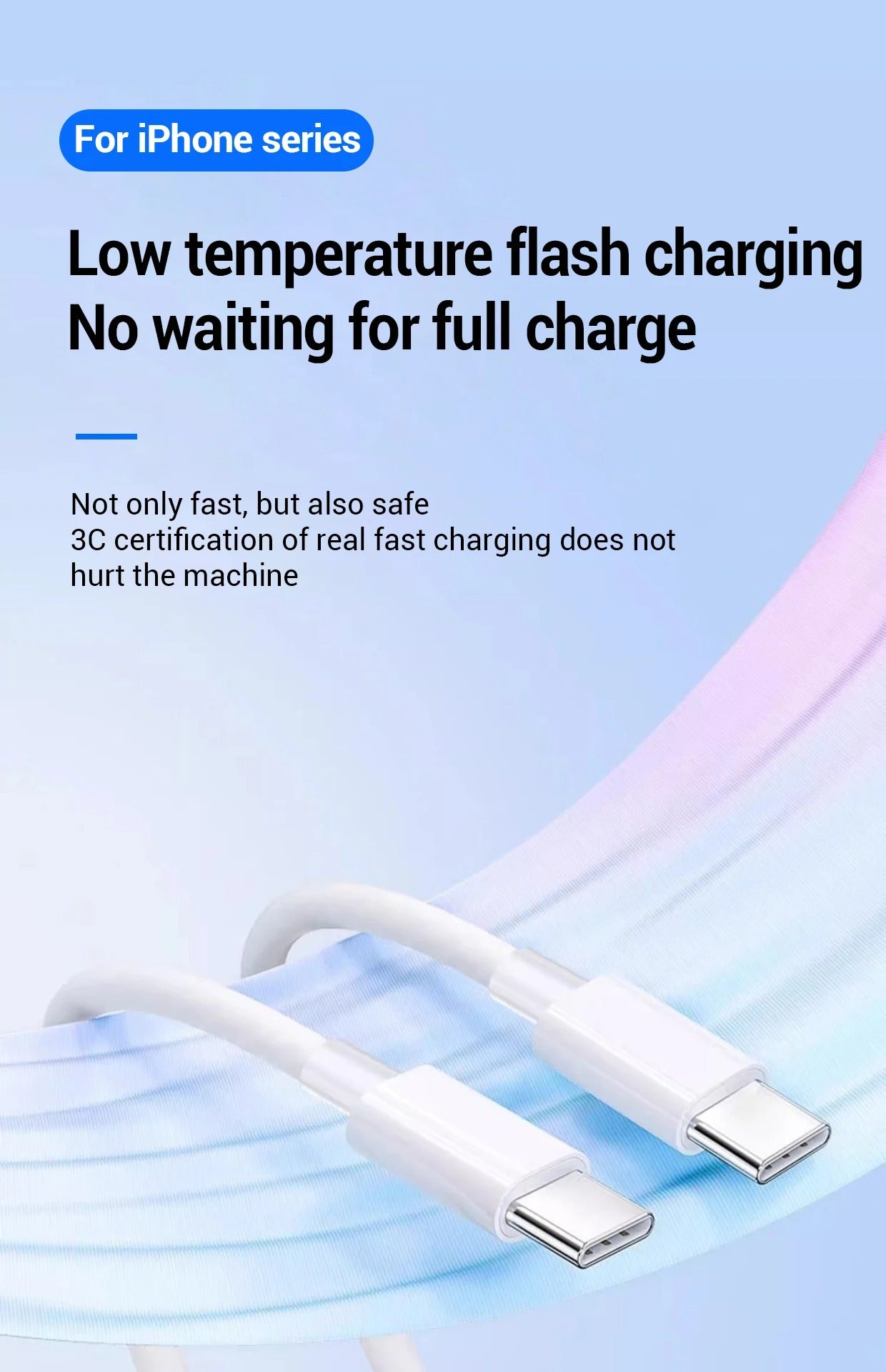 High-Speed PD 20W Fast Charging Cable for iPhone – USB-C to Lightning, 2.4A, Low-Temp Quick Charge, Durable Nylon Wire, 1M/2M, Data Sync Cord