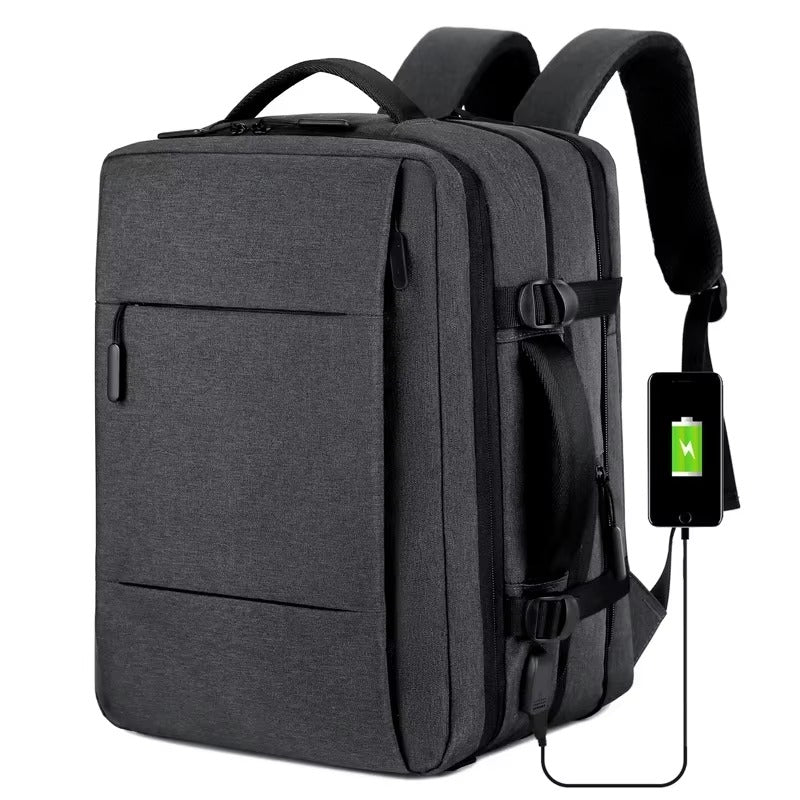 High Quality Waterproof Laptop Backpack for Men, Expandable USB Charging Bag, Business Travel School Rucksack