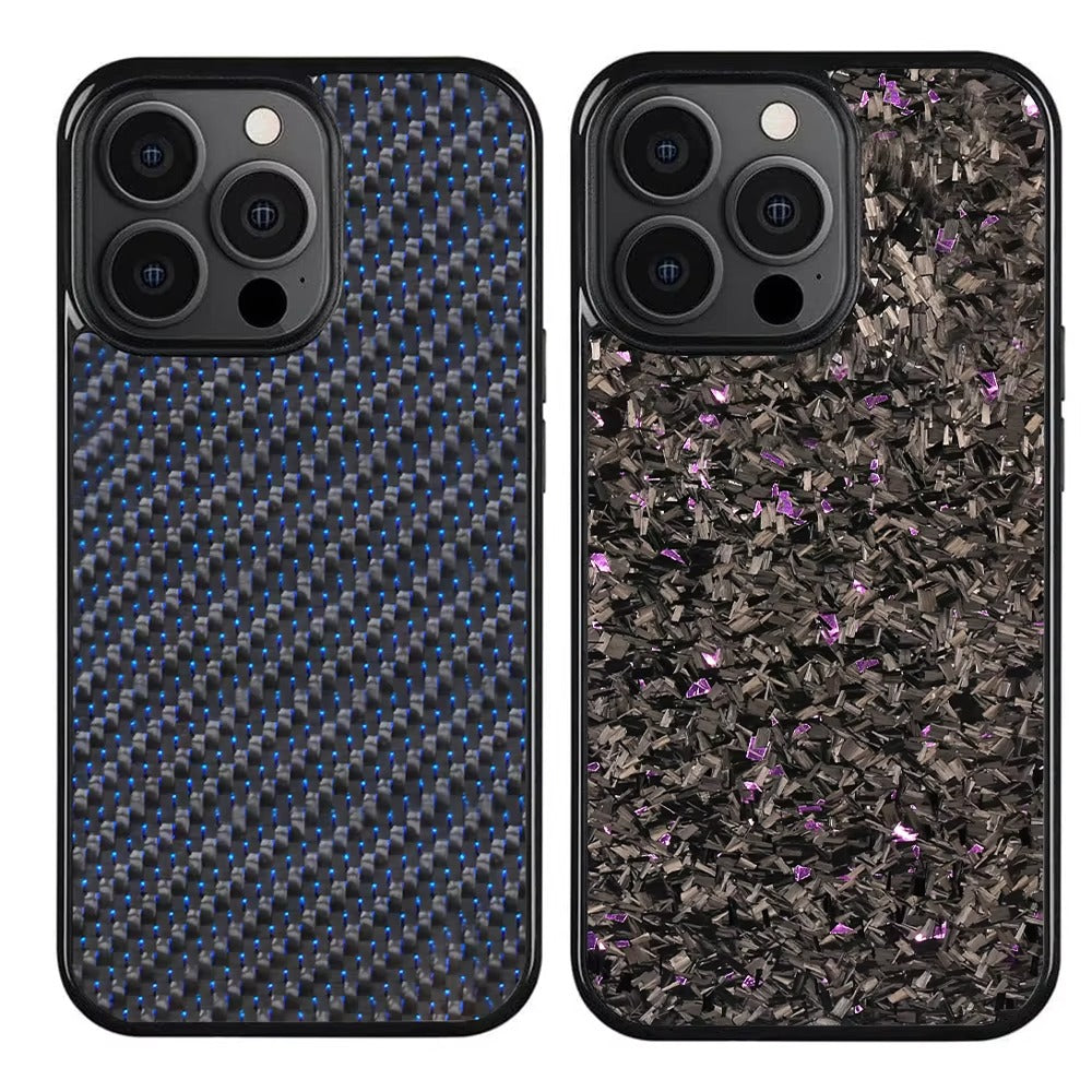 Luxury Apple iPhone Case, MagSafe Compatible, Camera Lens & Screen Protection, Ultra Thin, Shockproof, Magnetic Full All Around Cover – Real Carbon Fiber Gloss Armor Case with Forged Design & Wireless Charging Support