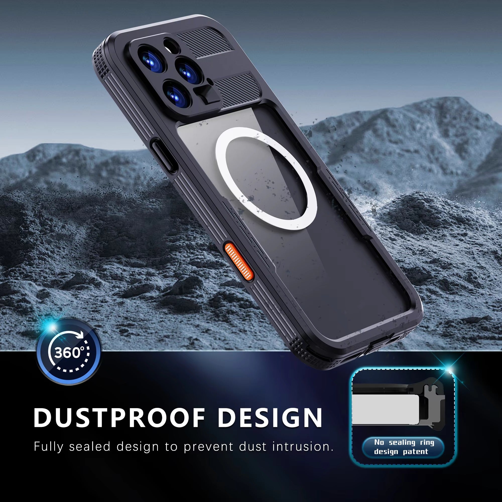 Luxury Apple iPhone Case MagSafe Compatible, Camera Lens & Screen Protection, Ultra Thin Shockproof Magnetic Full All Around Protection Cover with IP68 Clear Diving Design