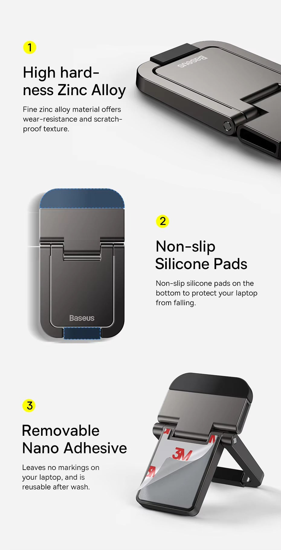 Premium, Portable, Mini Laptop Stand for MacBook, Computer, Keyboard Holder, Adjustable, Foldable, Lightweight Baseus Support for Desk, Travel, Work