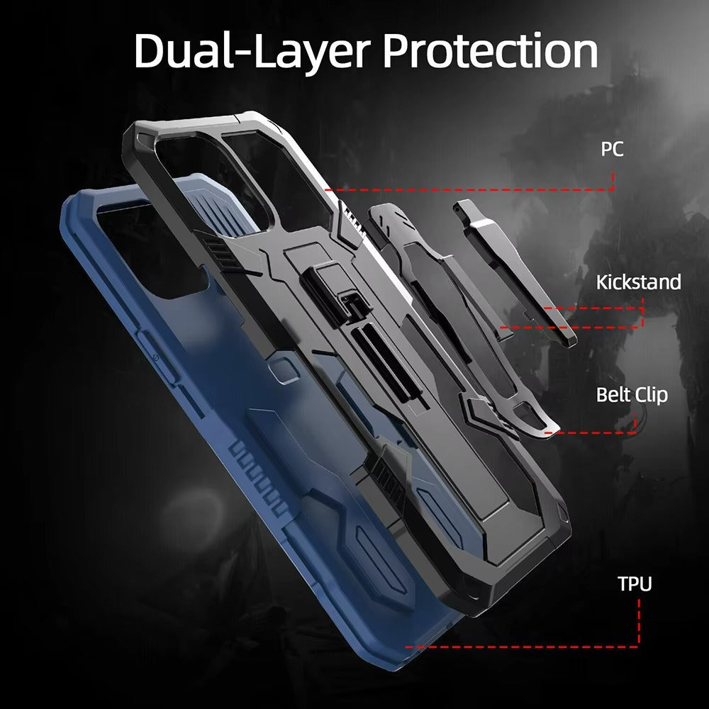 Robust Apple iPhone Case, MagSafe Compatible, Camera Lens & Screen Protection, Ultra Thin, Shockproof, Magnetic Full All Around Cover – Heavy Duty Belt Clip Case with Kickstand & Hard Rubber Back