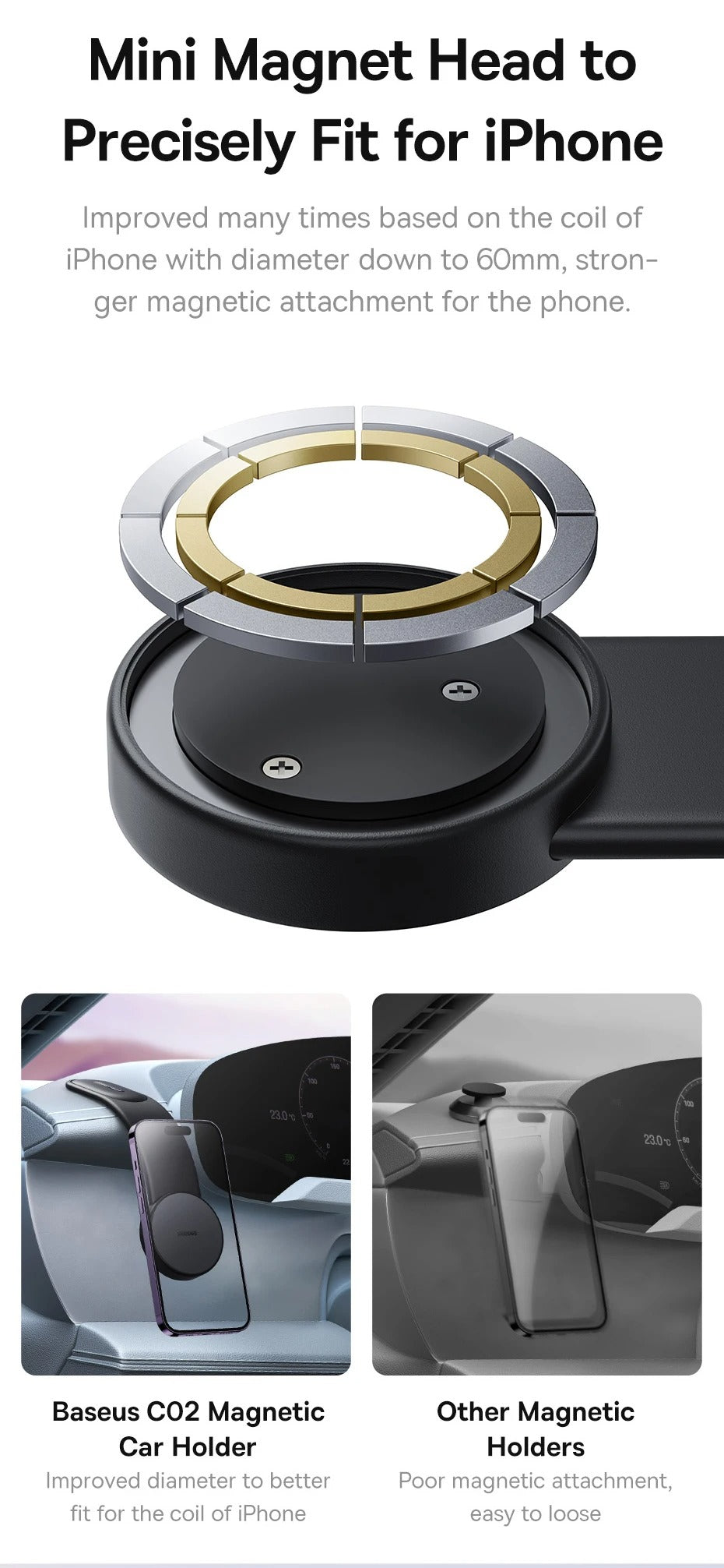 Robust Magnetic Car Phone Holder with 15W Wireless Charging – Foldable Dashboard Mount, Strong Grip, Universal for iPhone & Android, Mini Design