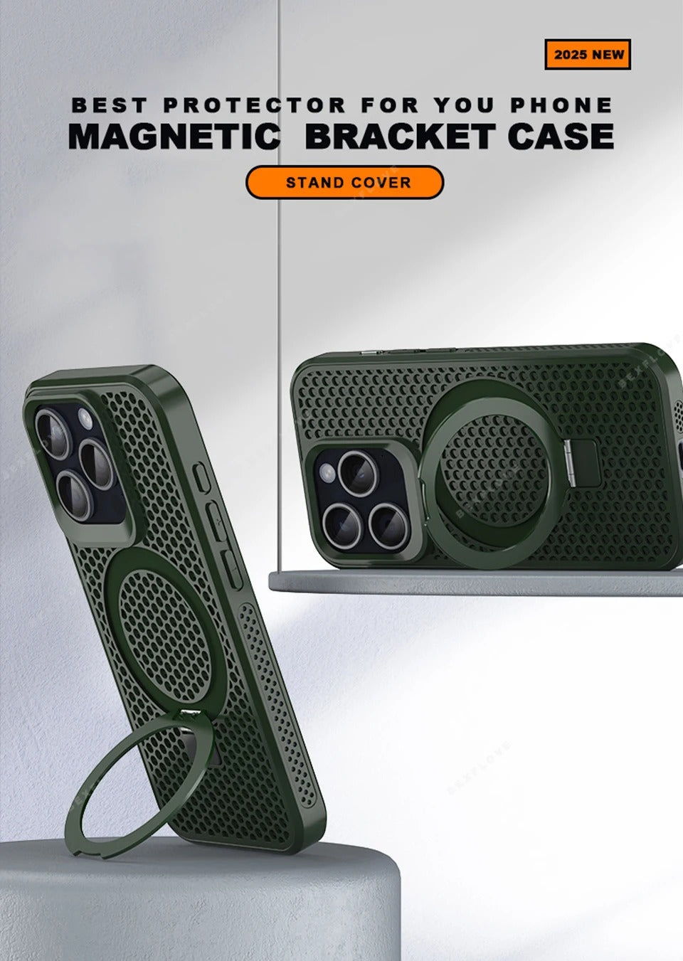 Luxury Apple iPhone Case, MagSafe Compatible, Camera Lens & Screen Protection, Ultra Thin, Shockproof, Magnetic Full All Around Cover – Matte Magnetic Case with Holder, Heat Dissipation & Wireless Charging Support