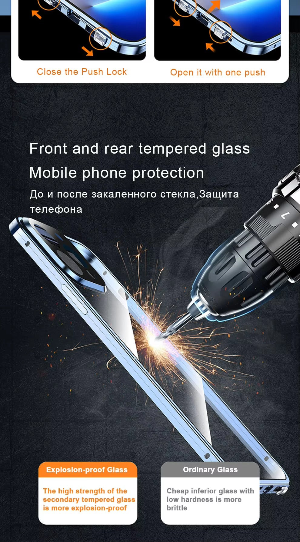 High Quality 360° Magnetic Apple iPhone Case Ultra Full Metal Cover with Dual-Sided Glass and Camera Lens Protection Frame