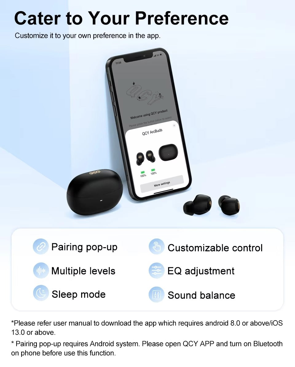 Premium Wireless Earbuds with ANC, 40dB Noise Cancelling, Bluetooth 5.0 TWS HiFi Headphones with 6 Mics, AI HD Calling,