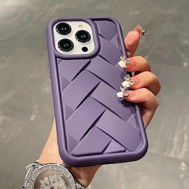 Luxury Apple iPhone Case, MagSafe Compatible, Camera Lens & Screen Protection, Ultra Thin, Shockproof, Magnetic Full All Around Cover – 3D Woven Pattern Soft Silicone Case with Heat Dissipation & Solid Protection