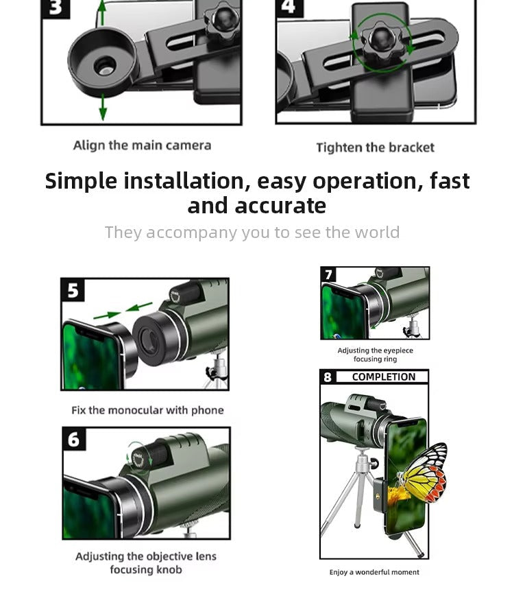 High Quality Portable Zoom HD Telescope – Foldable 5000M Long-Range Mini Monocular for Hunting, Sports, Camping