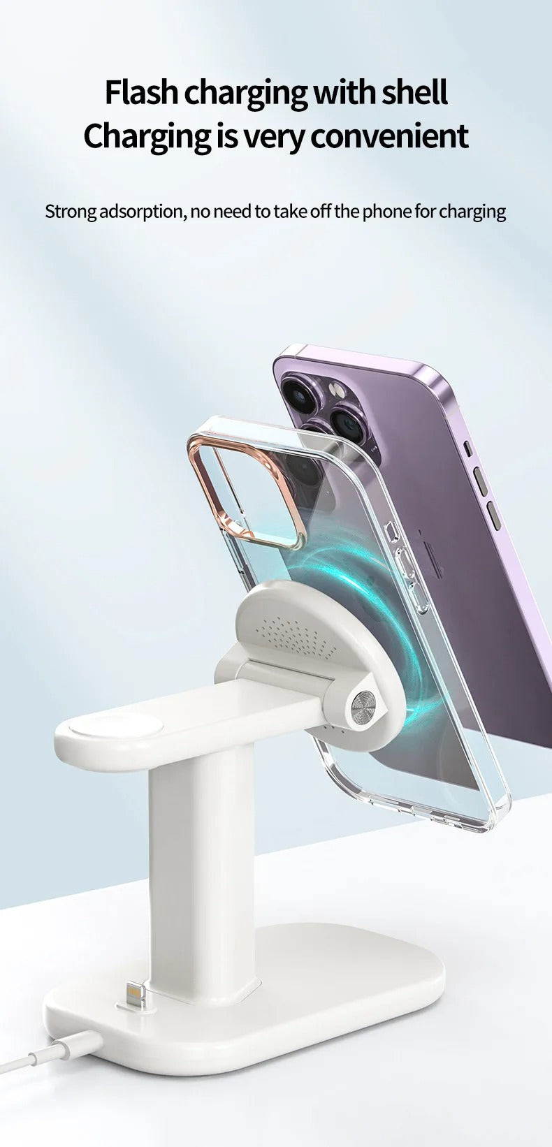 Premium Magnetic 3 in 1 Wireless Charging Station – 25W Foldable Fast Charger Stand and Phone Holder for iPhone, Apple Watch, AirPods and Qi Devices