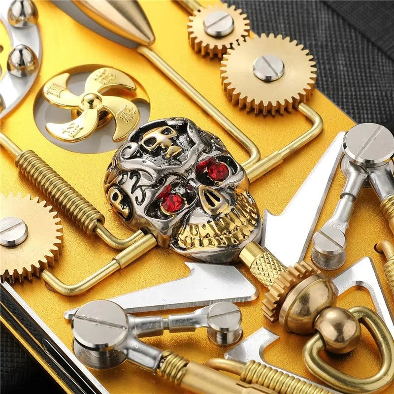 Robust Apple iPhone Case, MagSafe Compatible, Camera Lens and Screen Protection, Ultra Thin, Shockproof, Magnetic, Full All Around Protection, Gear Compass Skull Cover