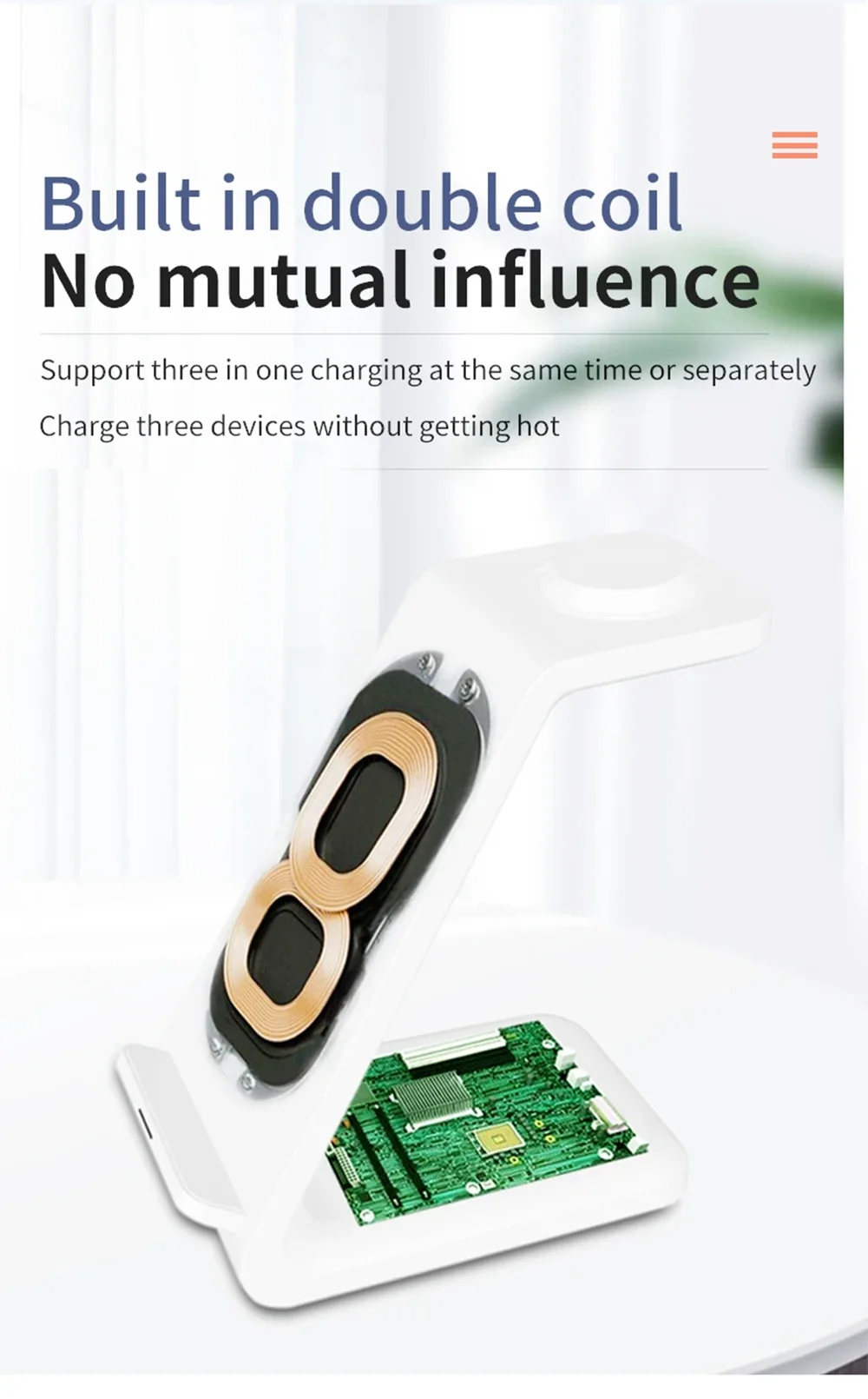 Premium 30W 3 in 1 Wireless Charging Station – Fast Charger Stand for iPhone, Apple Watch, AirPods with Dual Coil Design, Case Friendly & Safe Charging