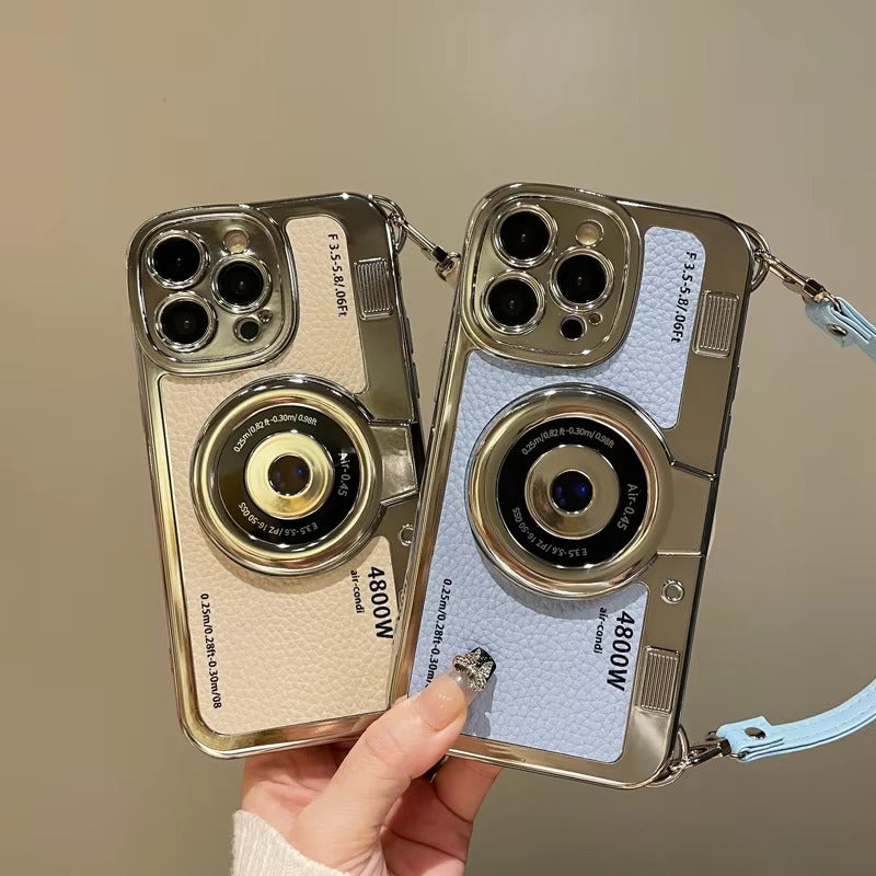 Premium Apple iPhone Case, MagSafe Compatible, Camera Lens & Screen Protection, Ultra Thin, Shockproof, Magnetic Full All Around Cover – Plated Camera Style Case with Lychee Texture & Anti-Fall Leather Rope