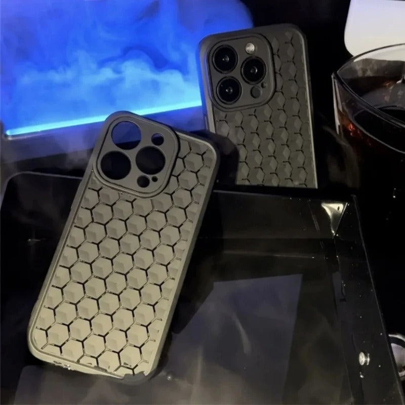 High Quality Apple iPhone Case, MagSafe Compatible, Camera Lens & Screen Protection, Ultra Thin, Shockproof, Magnetic Full All Around Cover – Mesh Honeycomb Silicone Case with Breathable Cooling & Heat Dissipation Design