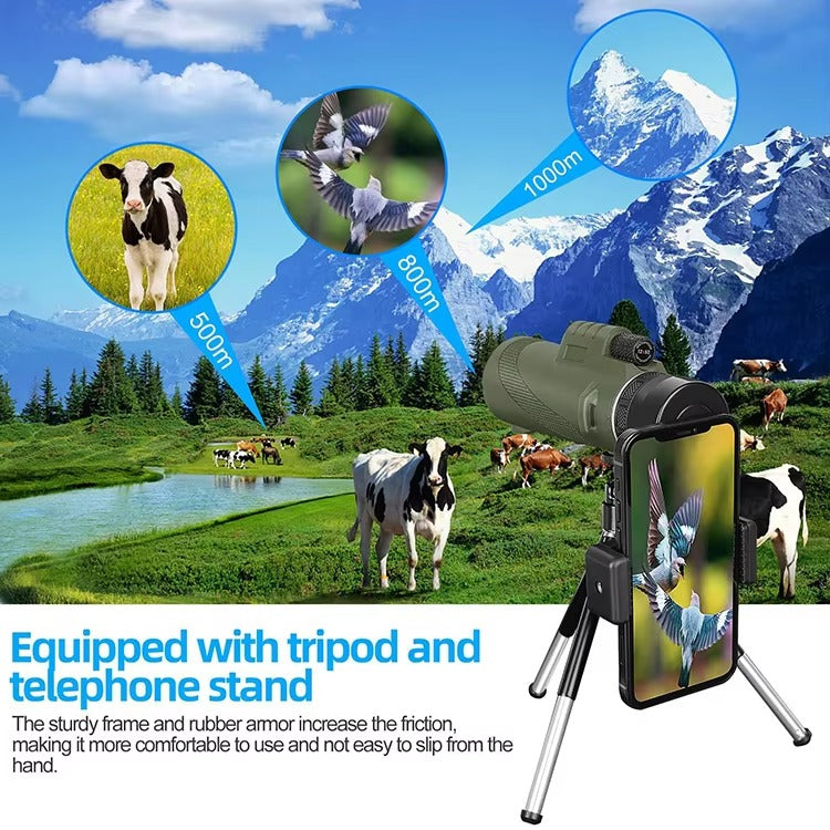 High Quality Portable Zoom HD Telescope – Foldable 5000M Long-Range Mini Monocular for Hunting, Sports, Camping