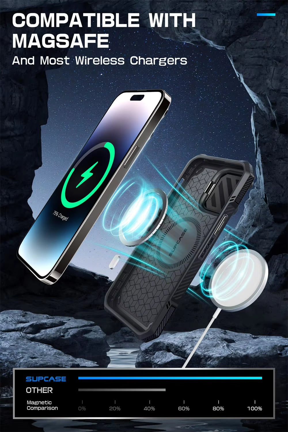 Robust Apple iPhone Case, MagSafe Compatible, Ultra Thin Magnetic Shockproof Cover with Camera Lens Shield, Kickstand Frame