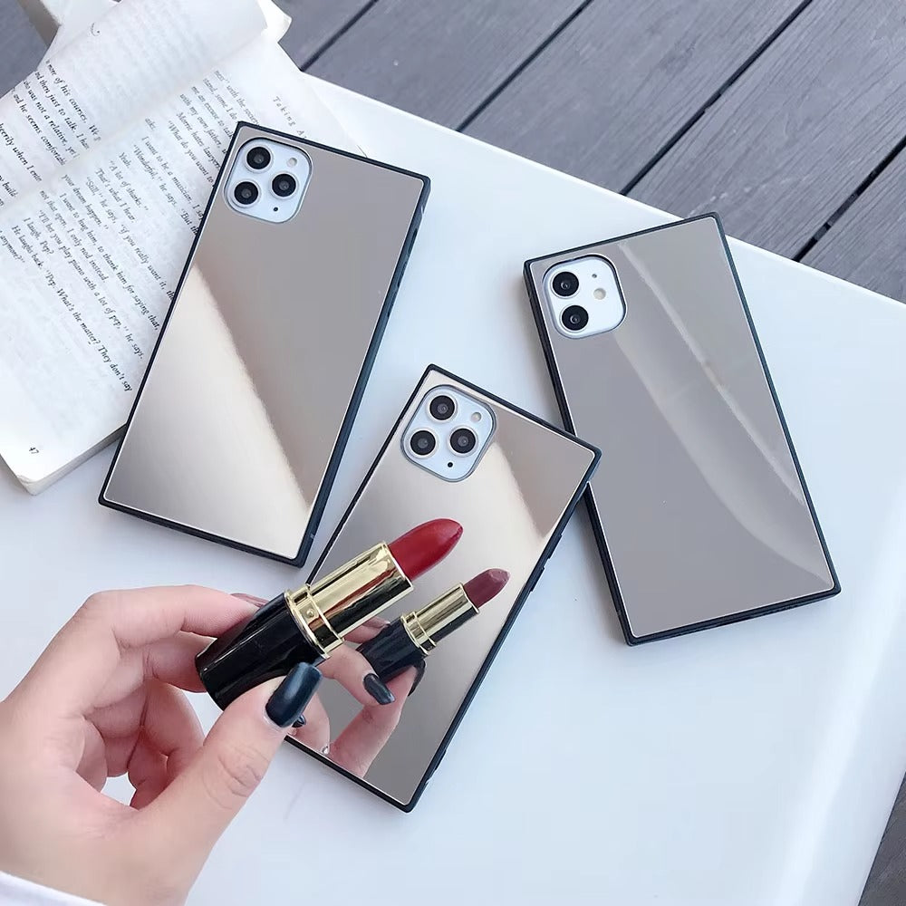 Luxury Apple iPhone Case, MagSafe Compatible, Camera Lens and Screen Protection, Ultra Thin, Shockproof, Magnetic, Full All Around Protection, Square Mirror Bumper Cover