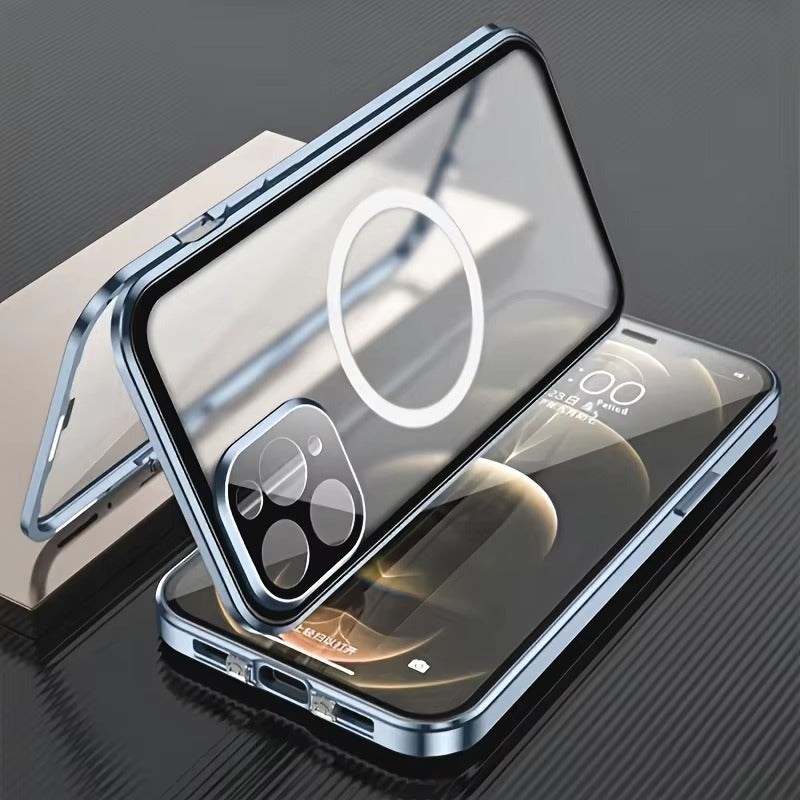 Premium Apple iPhone Case, MagSafe Compatible, Camera Lens & Screen Protection, Ultra Thin, Shockproof, Magnetic Full All Around Cover – 360° Metal Frame Case with Aluminum Alloy & Full Screen Protection