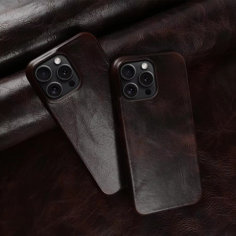 Luxury Genuine Leather Apple iPhone Case, MagSafe Compatible, Ultra Thin Magnetic and Durable Back Shell Design