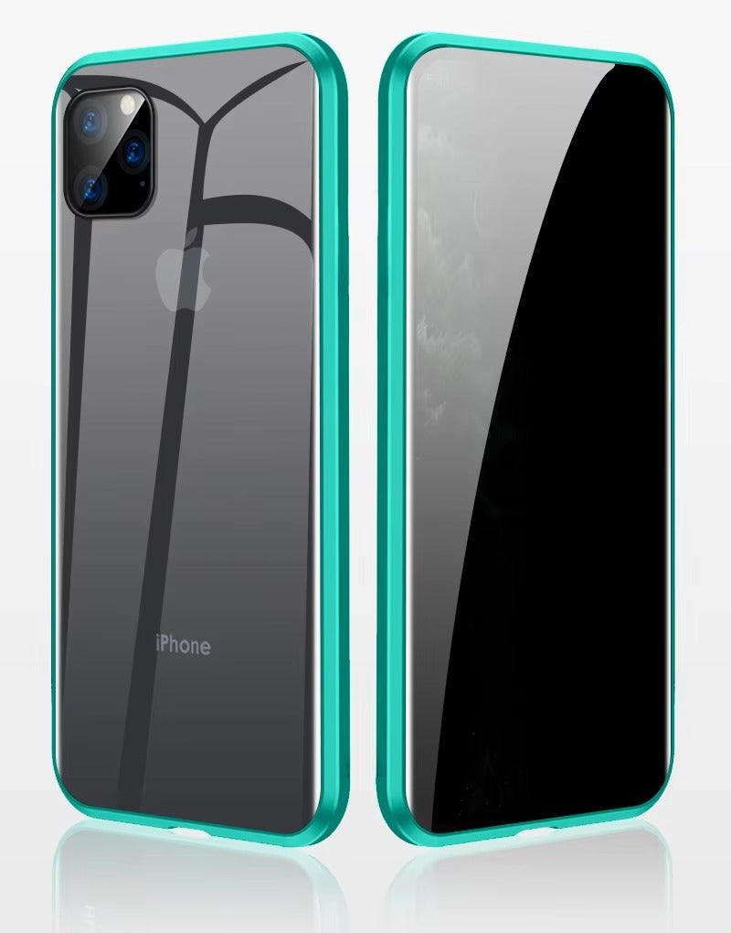 Premium Apple iPhone Case, MagSafe Compatible, Camera Lens & Screen Protection, Ultra Thin, Shockproof, Magnetic Full All Around Cover – Anti-Peeping Tempered Glass Case with Magnetic Metal Bumper & Privacy Protection