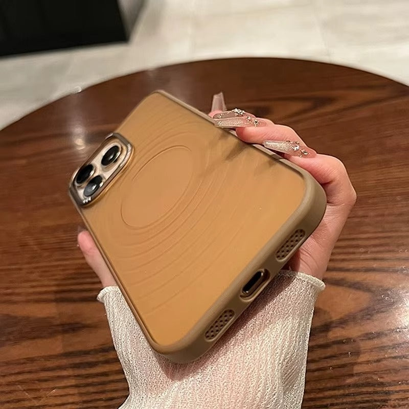 Luxury Apple iPhone Case, MagSafe Compatible, Camera Lens & Screen Protection, Ultra Thin, Shockproof, Magnetic Full All Around Cover – Water Ripple Matte Translucent Case with Metal Lens Bumper & Hard Back