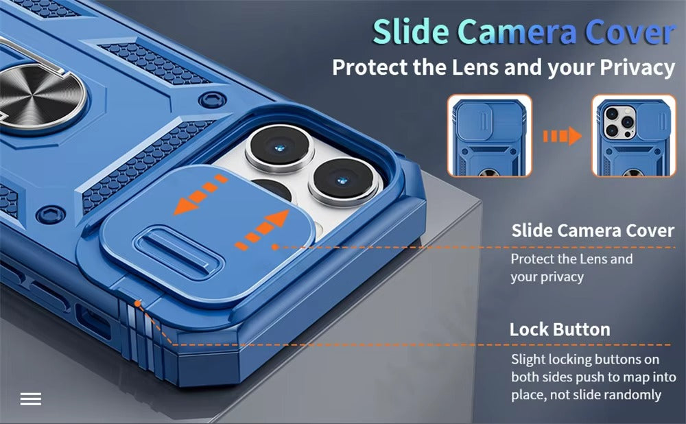 Robust Apple iPhone Case, MagSafe Compatible, Camera Lens and Screen Protection, Ultra Thin, Shockproof, Magnetic, Full All Around Protection, Slide Rotating Armor Cover