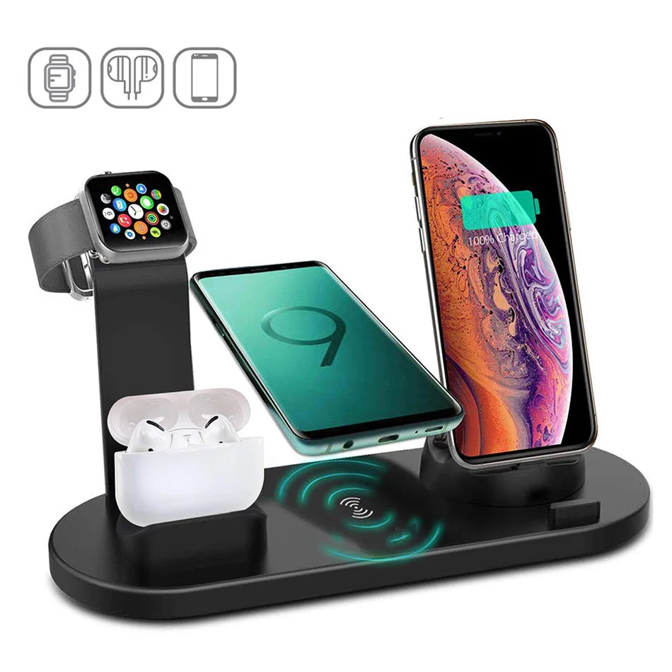 Premium 7-in-1 Wireless Charging Station for Apple iPhone, iOS & Android – Fast 30W Qi Charger Dock with USB-C, AirPods & Apple Watch Support, Multiple Device Charging, Overcharge Protection, Smart Charging Indicator