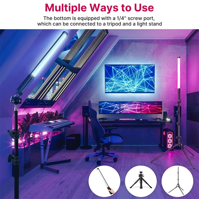 High Quality, Handheld RGB Light Wand – 19.7" LED Stick with Adjustable 2500K–9000K Color, CRI 95+, Apple iPhone and Cameras