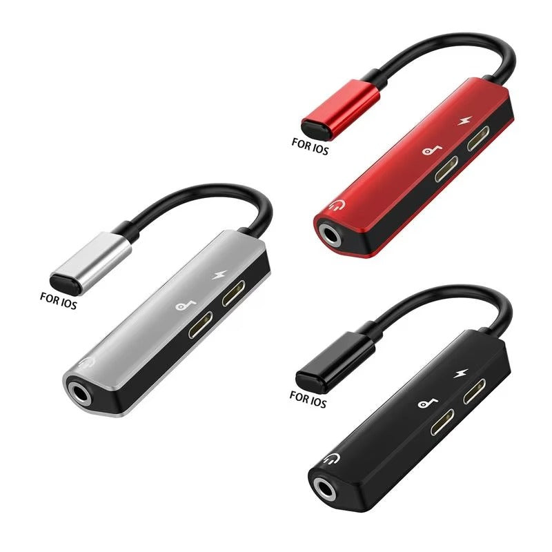 High Quality 3-in-1 Lightning to 3.5mm Audio Adapter for iPhone – AUX Jack, Charger Splitter, HiFi Sound, Fast Charging, Headphone Converter for iOS Devices