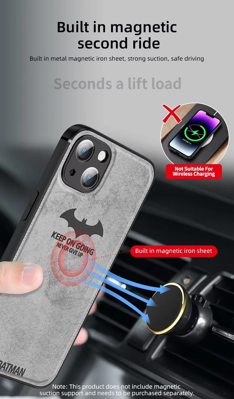 Luxury Textured Canvas iPhone Case with MagSafe Support, Shock-Absorbing Bumper Frame, Leather Feel Grip, Drop Protection