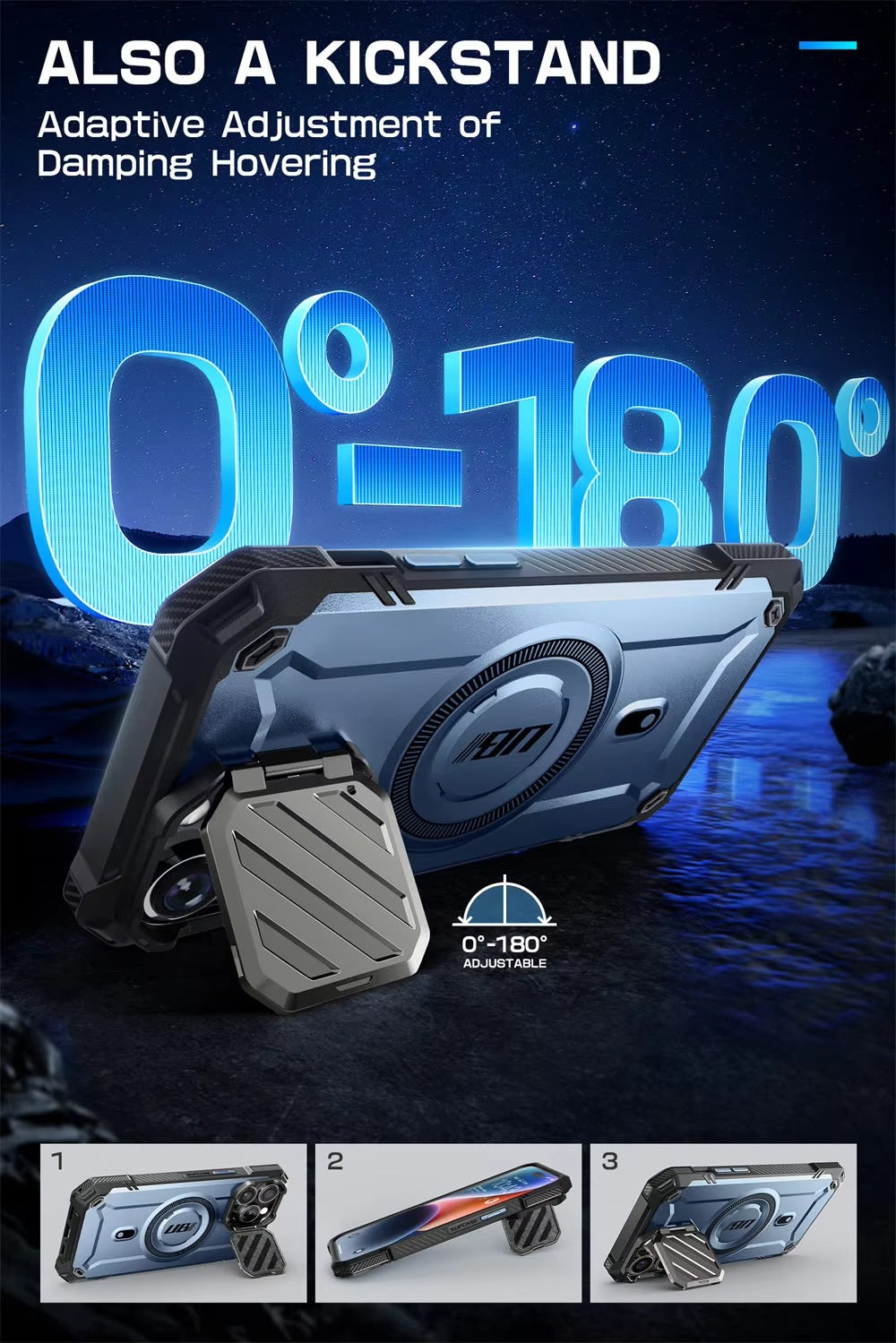 Robust Apple iPhone Case, MagSafe Compatible, Ultra Thin Magnetic Shockproof Cover with Camera Lens Shield, Kickstand Frame