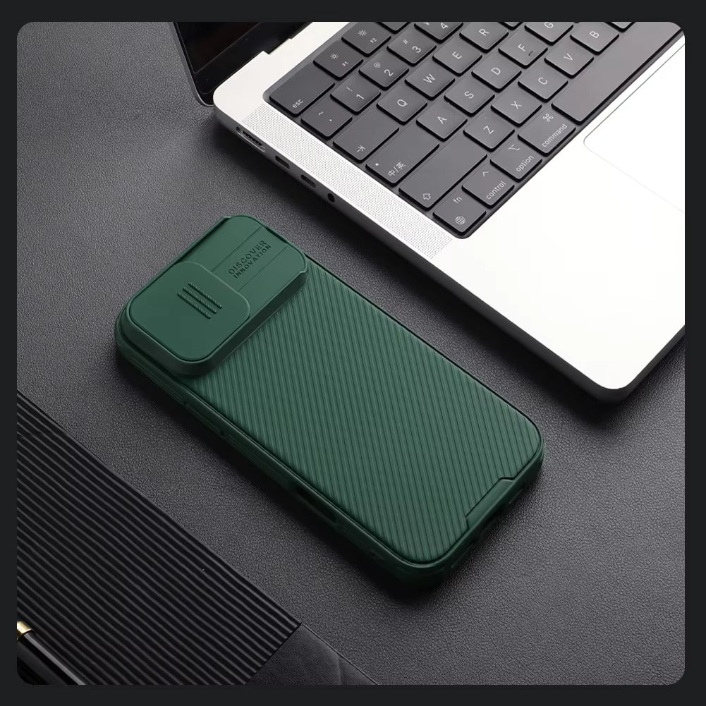 High Quality iPhone Case, MagSafe Compatible, Ultra Thin Magnetic Cover with Screen Guard Slide Camera Lens Protector Panel