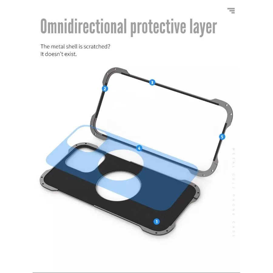 Premium Apple iPhone Case, MagSafe Compatible, Camera Lens & Screen Protection, Ultra Thin, Shockproof, Magnetic Full All Around Cover – Carbon Fiber Metal Case with Anti-Fall Design & Magnetic Back Shell