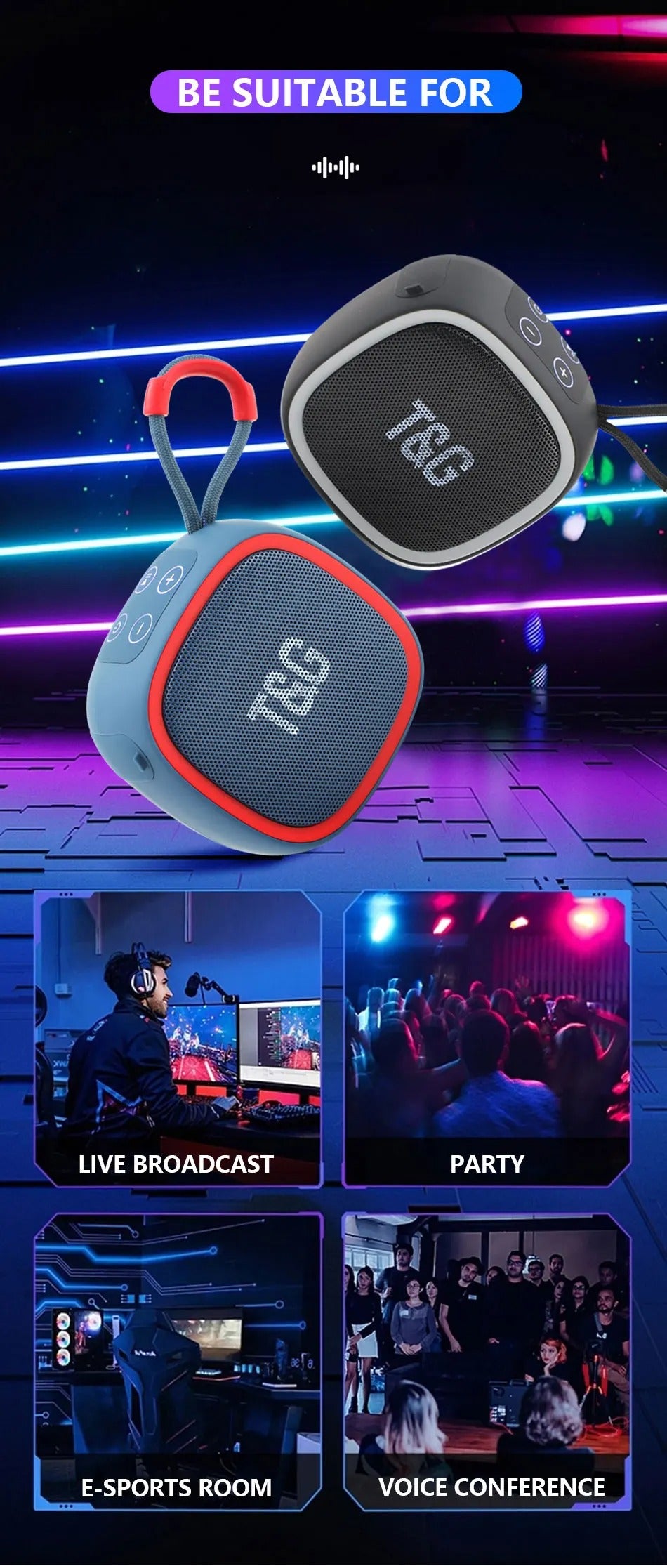 High Quality Mini Bluetooth Speaker for iPhone – Portable Wireless Outdoor Audio with Stereo Sound,TF Card & FM Radio Support