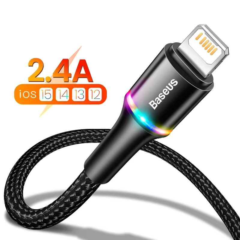 Premium, LED USB Cable for iPhone – Fast Charging Lightning Cord for iPad, iPhone Devices, Data Transfer Wire, Durable Phone