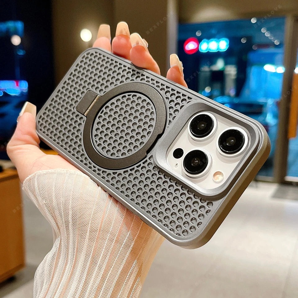 Luxury Apple iPhone Case, MagSafe Compatible, Camera Lens & Screen Protection, Ultra Thin, Shockproof, Magnetic Full All Around Cover – Matte Magnetic Case with Holder, Heat Dissipation & Wireless Charging Support