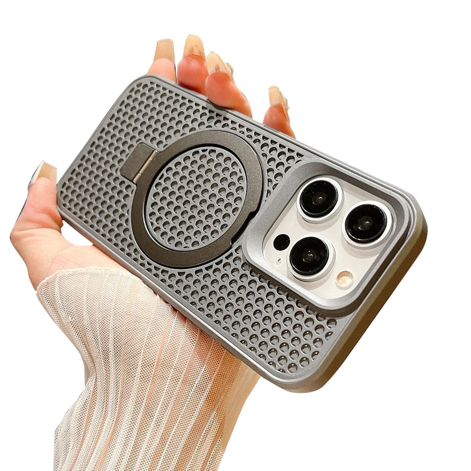 Luxury Apple iPhone Case, MagSafe Compatible, Camera Lens & Screen Protection, Ultra Thin, Shockproof, Magnetic Full All Around Cover – Matte Magnetic Case with Holder, Heat Dissipation & Wireless Charging Support