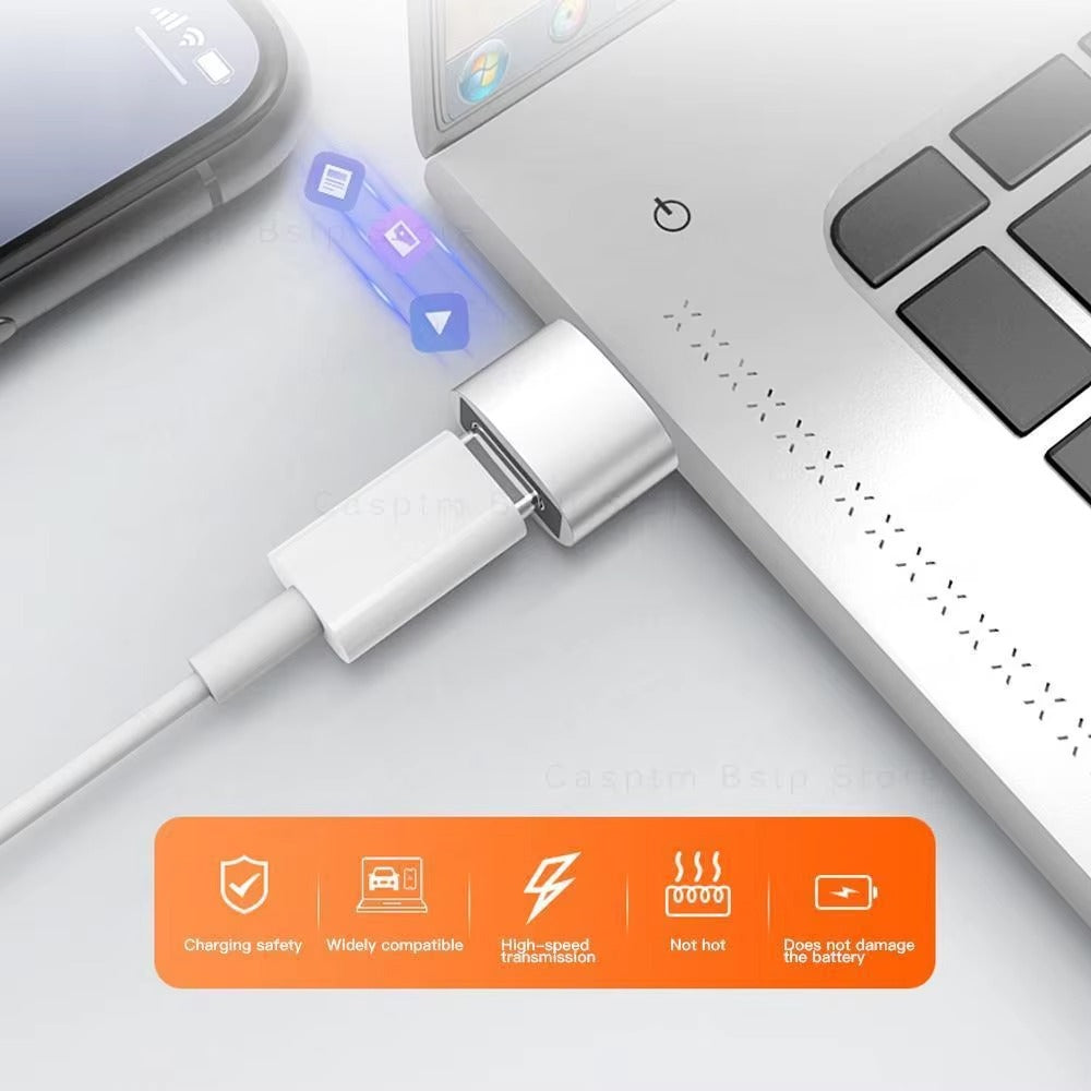 High Quality USB to Type-C Charger Adapter – 2PCS OTG Converter for iPhone, Plug & Play, Data Sync 480Mbps, Aluminum Alloy, Universal Type-C Compatibility