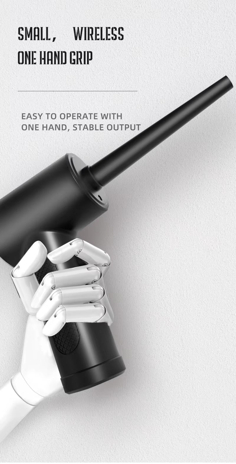 Powerful, Cordless, Compressed Air Duster for Computer, Air Blower with LED Light, for PC, Keyboard, Crumbs, Laptop, Car, Cleaning, Reusable, Portable