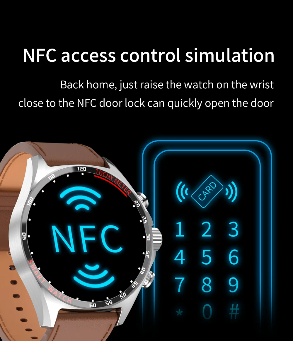 Robust Outdoor Smartwatch for iPhone – NFC Access Control, GPS Positioning, Compass, 400mAh Battery, IP68 Waterproof