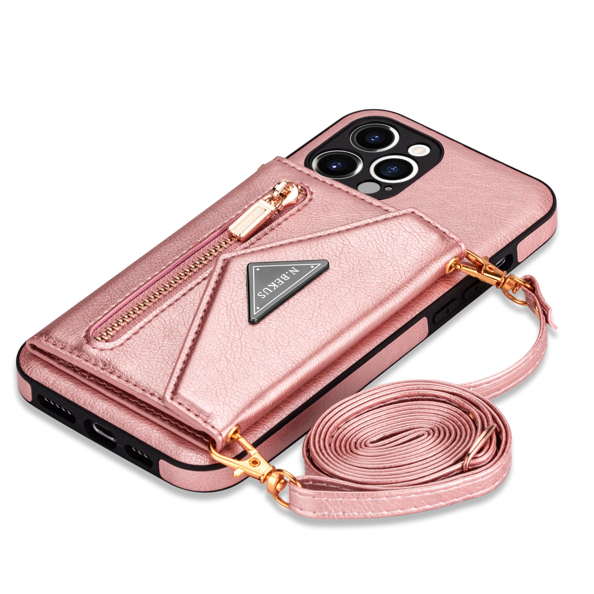 Zipper Wallet Crossbody Leather iPhone Case – Card Holder, Lanyard Strap, Secure Storage Stylish Protection for iPhone Models