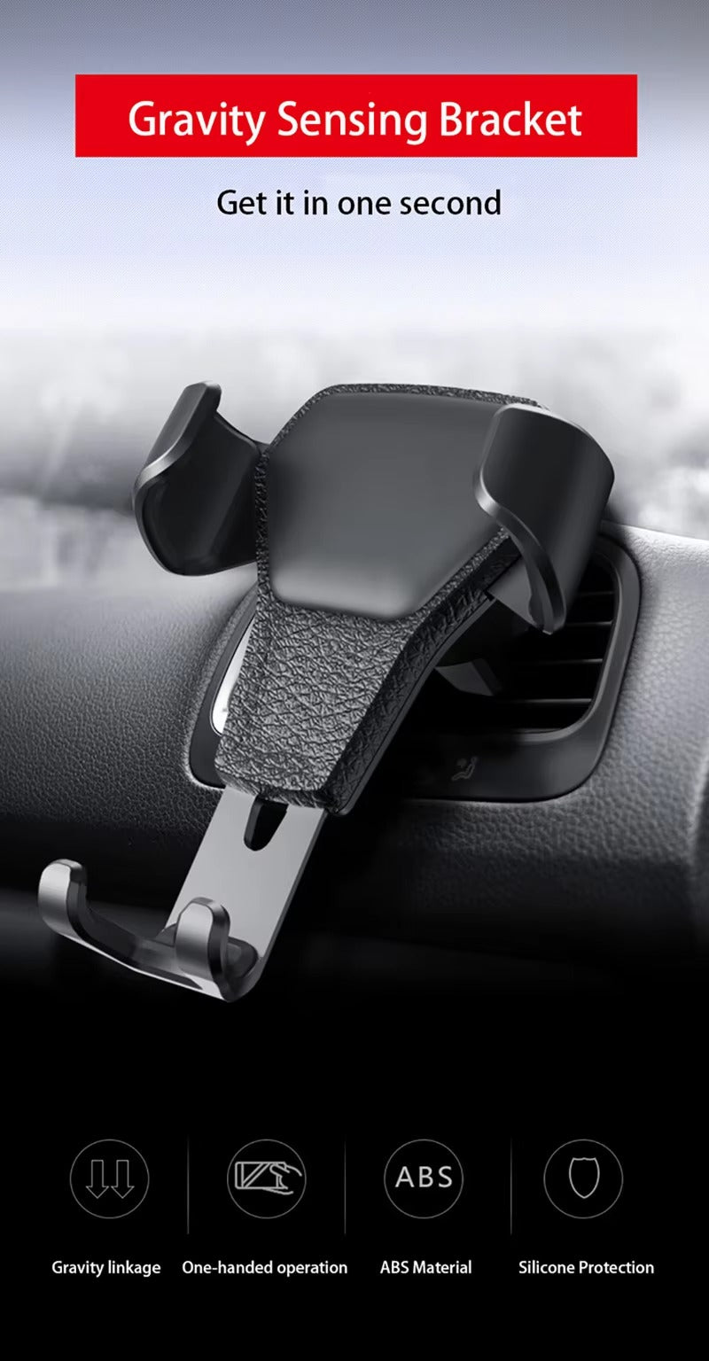 Luxury Gravity Car Phone Holder for iPhone – Air Vent Clip Mount, Hands-Free Mobile Stand, Secure GPS Navigation Support