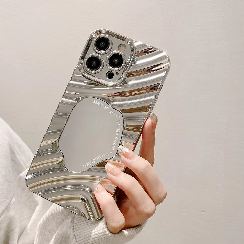 Luxury Apple iPhone Case, MagSafe Compatible, Camera Lens and Screen Protection, Ultra Thin, Shockproof, Magnetic, Full All Around Protection, Wavy Mirror Bumper Cover