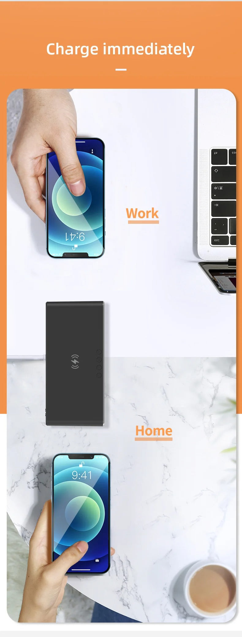 Luxury Wireless Charging Alarm Clock – LED Digital Thermometer Dock Station with Fast 5W Charger for Phones, Smartwatches, and Earbuds