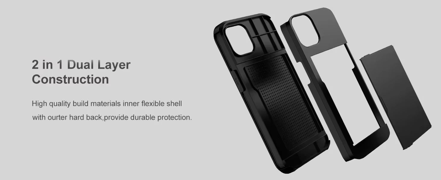 Robust Apple iPhone Case, MagSafe Compatible, Camera Lens and Screen Protection, Ultra Thin, Shockproof, Magnetic, Full All Around Protection, Slide Card Wallet Cover