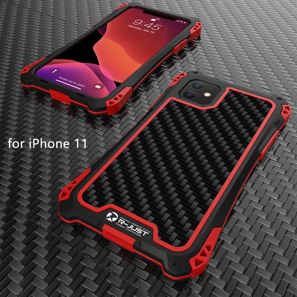 Robust Apple iPhone Case, MagSafe Compatible, Camera Lens & Screen Protection, Ultra Thin, Shockproof, Magnetic Full All Around Cover – Hard Metal Armor Case with Aluminum Alloy & TPU Silicone Shockproof Design