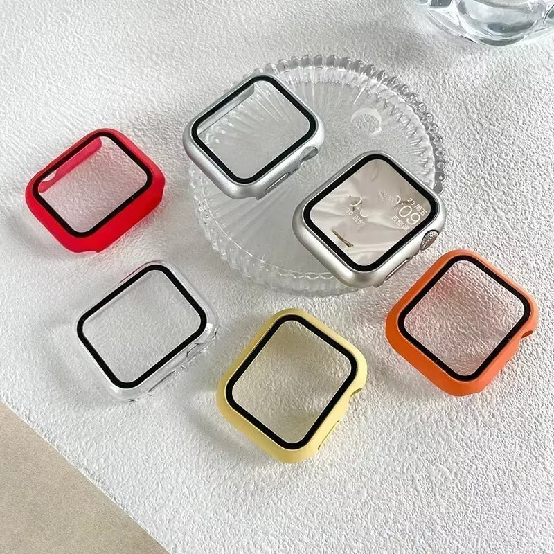 Tempered Glass Screen Protector Case – Full Cover Shockproof Bumper with Ultra-Clear Touch Glass, Compatible with 38mm to 45mm Smartwatches