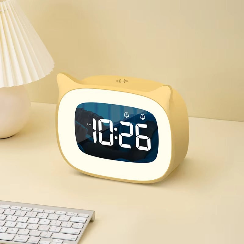 Premium Rechargeable LED Alarm Clock for iPhone Users – Touch Control Night Light, Always-On Display, 12/24H Music Desk Clock