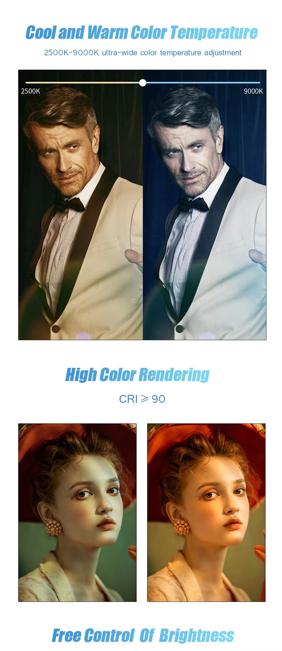 High Quality, RGB LED Video Light Panel – Adjustable 2500–9000K Fill Light with LCD Display, Vlogging, and Apple Devices