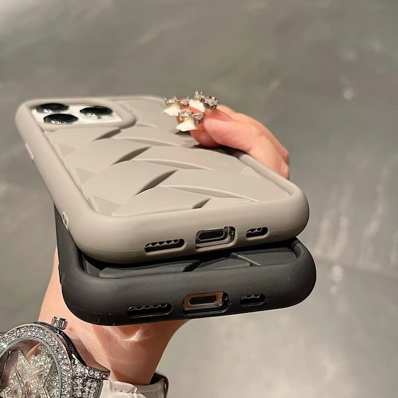 Luxury Apple iPhone Case, MagSafe Compatible, Camera Lens & Screen Protection, Ultra Thin, Shockproof, Magnetic Full All Around Cover – 3D Woven Pattern Soft Silicone Case with Heat Dissipation & Solid Protection